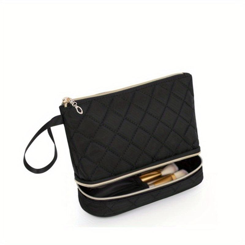 Double Layer Portable Cosmetic Bag Makeup Brush Storage Travel Accessory