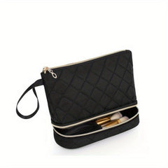 Double Layer Portable Cosmetic Bag Makeup Brush Storage Travel Accessory
