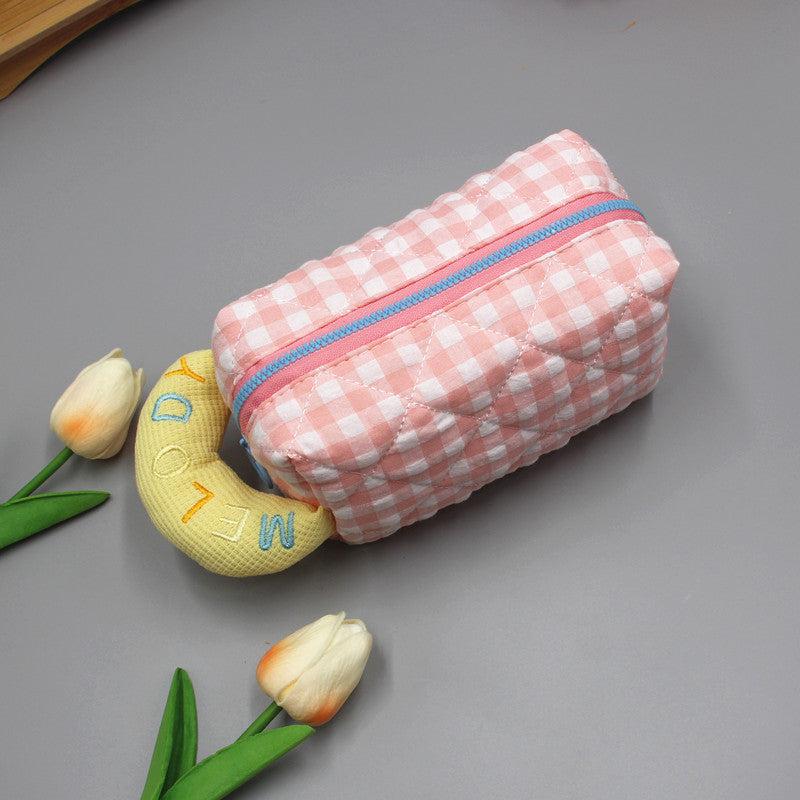 Women's Plaid Print Cosmetic Bag Lightweight Zipper Makeup Bag