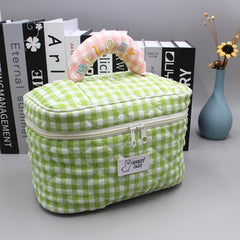 Women's Plaid Print Cosmetic Bag Lightweight Zipper Makeup Bag