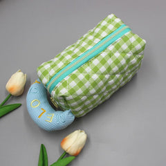 Women's Plaid Print Cosmetic Bag Lightweight Zipper Makeup Bag