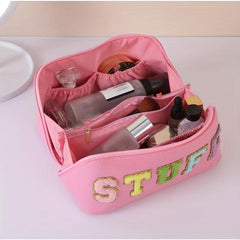 Chenille Letter Patches Cosmetic Bag Waterproof Makeup Storage