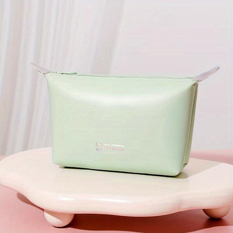 Travel Makeup Bag Zipper Portable Cosmetic Bag Faux Leather Organizer