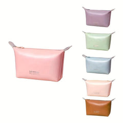 Travel Makeup Bag Zipper Portable Cosmetic Bag Faux Leather Organizer