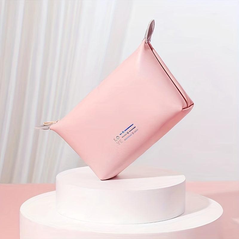 Travel Makeup Bag Zipper Portable Cosmetic Bag Faux Leather Organizer