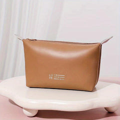 Travel Makeup Bag Zipper Portable Cosmetic Bag Faux Leather Organizer