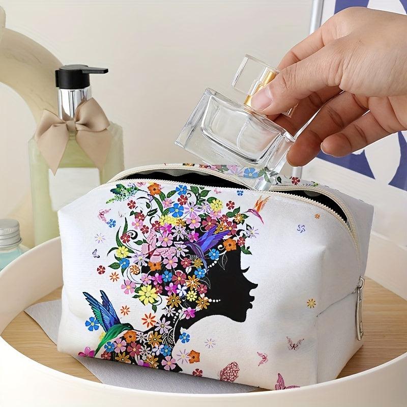 Flower & Women Pattern Makeup Bag