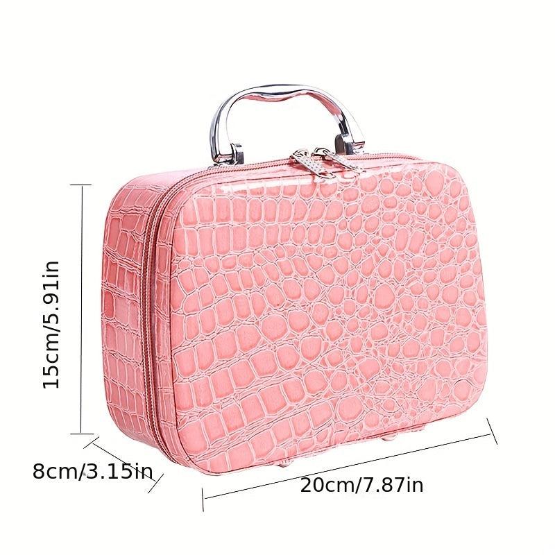 Crocodile Pattern Makeup Case Portable Box Cosmetic Bag Small Travel Storage Bag