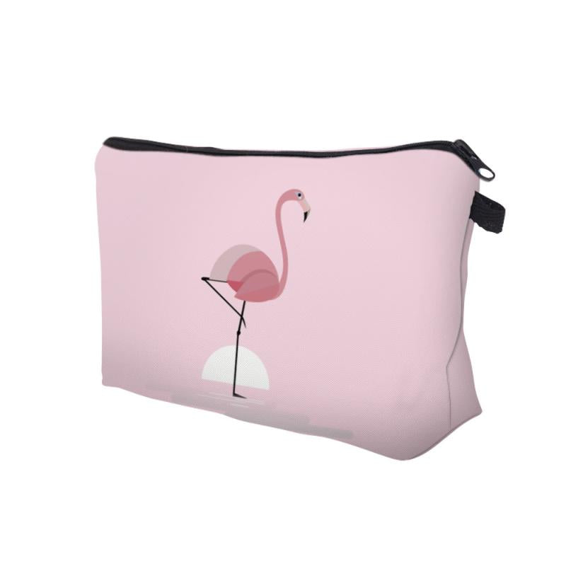 Flamingo Print Zipper Cosmetic Bag Lightweight Travel Storage Bag