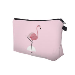 Flamingo Print Zipper Cosmetic Bag Lightweight Travel Storage Bag
