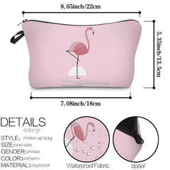Flamingo Print Zipper Cosmetic Bag Lightweight Travel Storage Bag