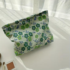 Vintage Floral Pattern Cosmetic Bag Fabric Storage Pouch Women's