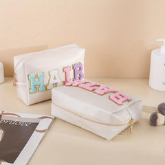 Chenille Letter Patch Makeup Pouch Toiletry Organizer