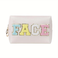 Chenille Letter Patch Makeup Pouch Toiletry Organizer