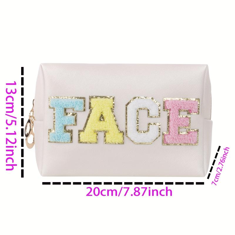Chenille Letter Patch Makeup Pouch Toiletry Organizer