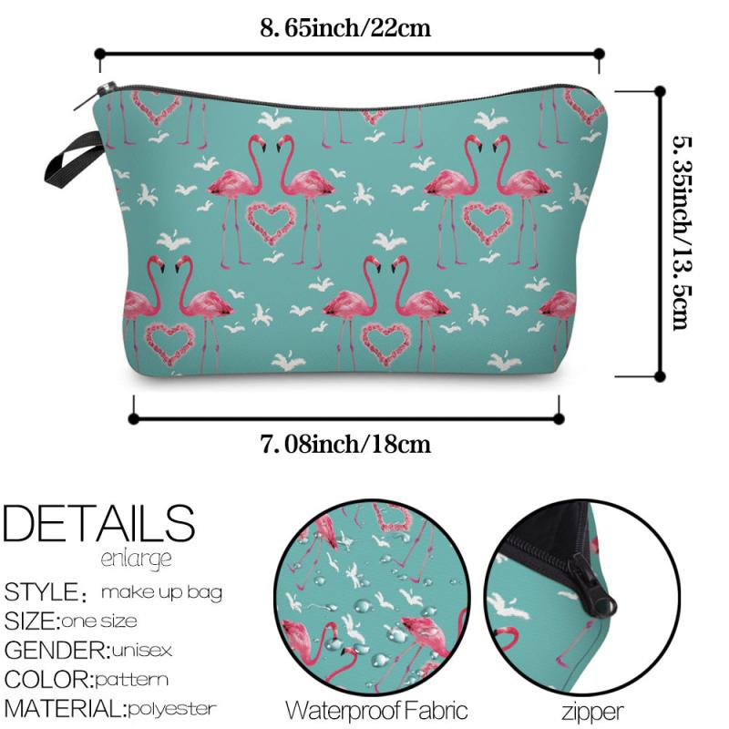 Flamingo Pattern Makeup Pouch Lightweight Carry On Bag