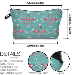 Flamingo Pattern Makeup Pouch Lightweight Carry On Bag