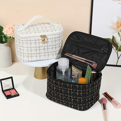 Plaid Cube Travel Cosmetics Wash Bag Canvas Lightweight Storage Bag