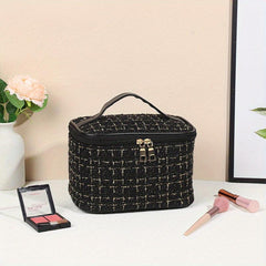 Plaid Cube Travel Cosmetics Wash Bag Canvas Lightweight Storage Bag