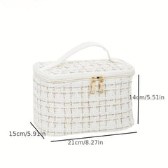 Plaid Cube Travel Cosmetics Wash Bag Canvas Lightweight Storage Bag