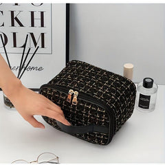 Plaid Cube Travel Cosmetics Wash Bag Canvas Lightweight Storage Bag
