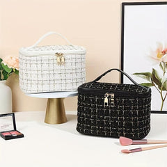 Plaid Cube Travel Cosmetics Wash Bag Canvas Lightweight Storage Bag