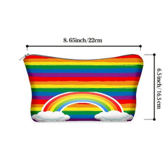 Rainbow Stripe Storage Zipper Bag Multifunctional Makeup Coin Purse