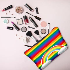 Rainbow Stripe Storage Zipper Bag Multifunctional Makeup Coin Purse