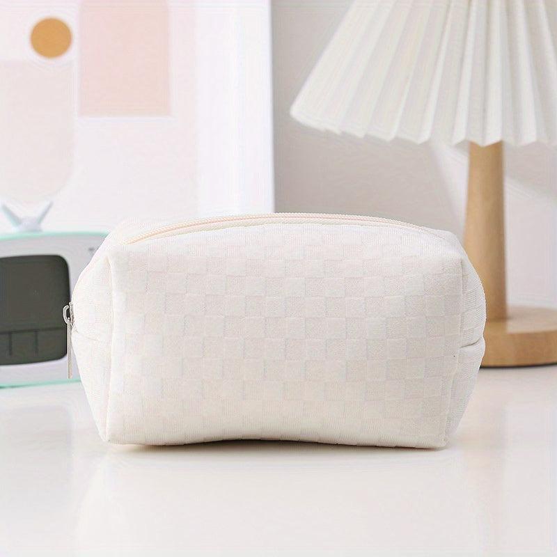 Portable Makeup Bag Large Capacity Multifunctional Solid Argyle Storage Bag