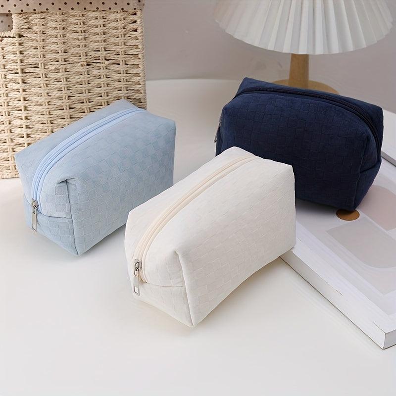 Portable Makeup Bag Large Capacity Multifunctional Solid Argyle Storage Bag
