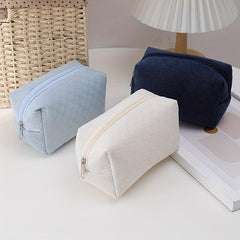 Portable Makeup Bag Large Capacity Multifunctional Solid Argyle Storage Bag