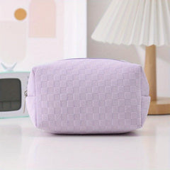 Portable Makeup Bag Large Capacity Multifunctional Solid Argyle Storage Bag