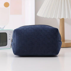 Portable Makeup Bag Large Capacity Multifunctional Solid Argyle Storage Bag