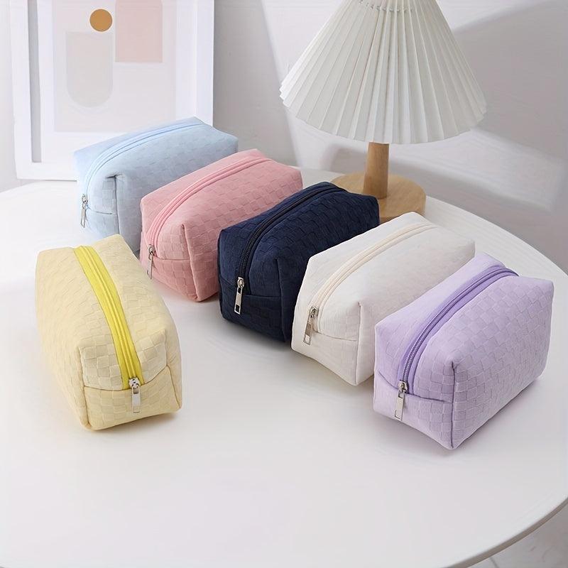 Portable Makeup Bag Large Capacity Multifunctional Solid Argyle Storage Bag