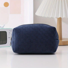 Portable Makeup Bag Large Capacity Multifunctional Solid Argyle Storage Bag