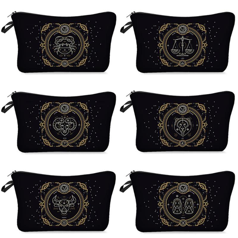Constellation Pattern Cosmetic Bag Travel Toiletry Bag Zipper
