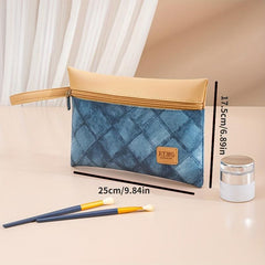 Vintage Denim Pattern Makeup Bag Toiletry Travel Pouch