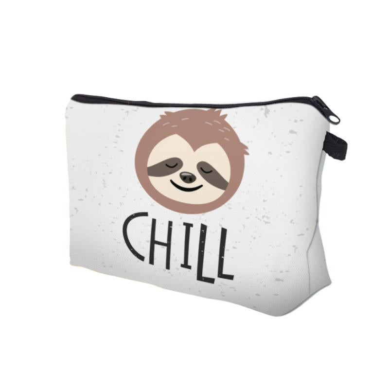 Cartoon Sloth Pattern Makeup Pouch Lightweight Carry On Bag