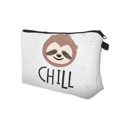Cartoon Sloth Pattern Makeup Pouch Lightweight Carry On Bag