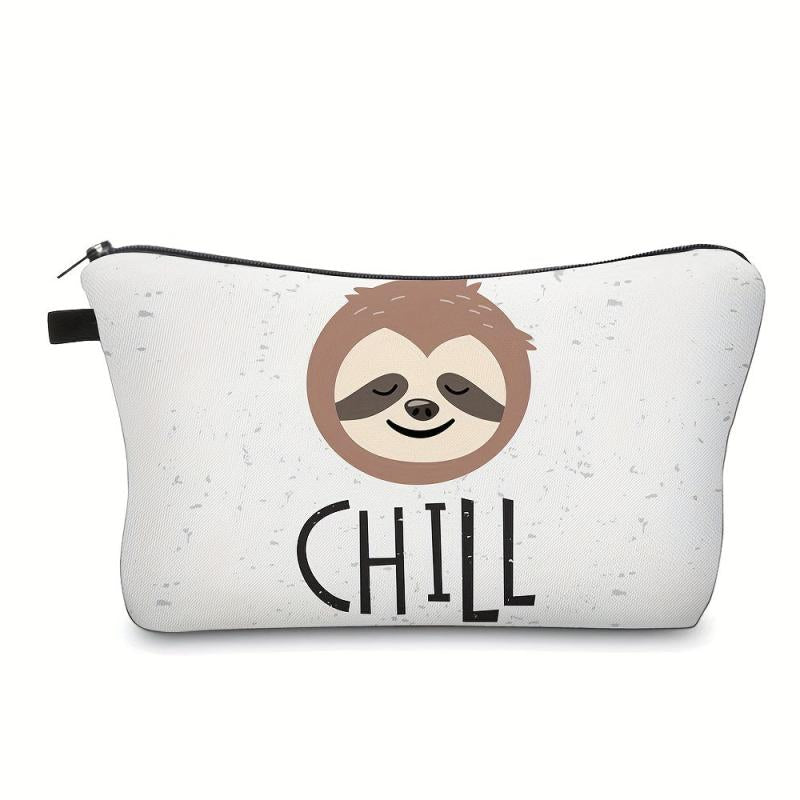 Cartoon Sloth Pattern Makeup Pouch Lightweight Carry On Bag