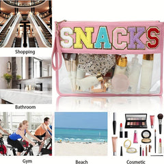 Transparent Letter Pattern Cosmetic Bag Zipper Makeup Organizer