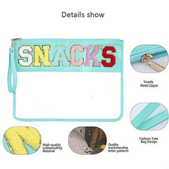 Transparent Letter Pattern Cosmetic Bag Zipper Makeup Organizer