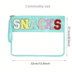 Transparent Letter Pattern Cosmetic Bag Zipper Makeup Organizer