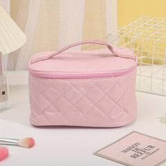 Quilted Cube Travel Cosmetics Wash Bag Portable Zipper Storage Bag
