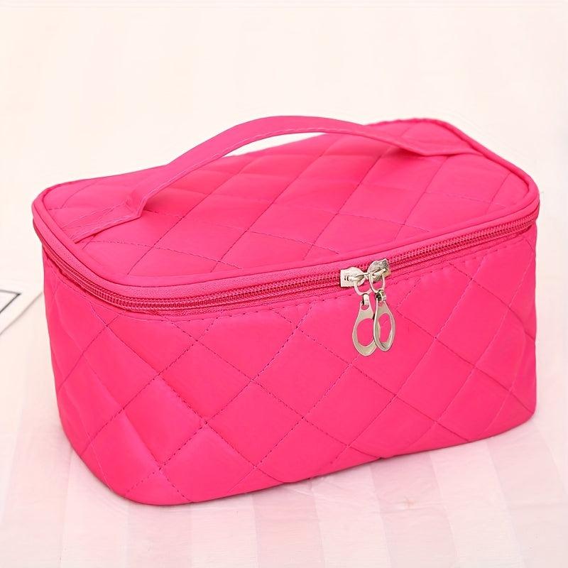 Quilted Cube Travel Cosmetics Wash Bag Portable Zipper Storage Bag