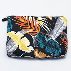 Leaf Print Cosmetic Bag Travel Makeup Pouch Toiletry Organizer