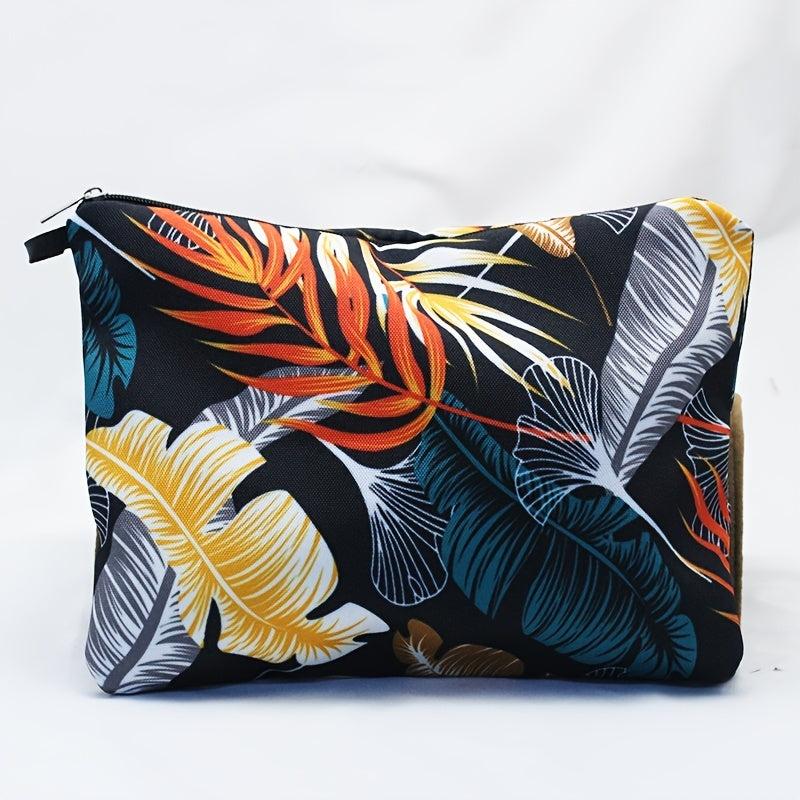 Leaf Print Cosmetic Bag Travel Makeup Pouch Toiletry Organizer