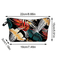Leaf Print Cosmetic Bag Travel Makeup Pouch Toiletry Organizer