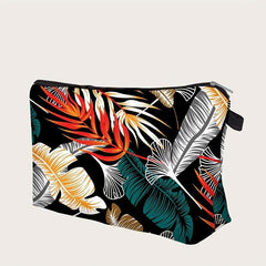 Leaf Print Cosmetic Bag Travel Makeup Pouch Toiletry Organizer