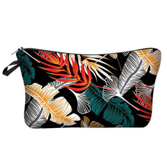 Leaf Print Cosmetic Bag Travel Makeup Pouch Toiletry Organizer